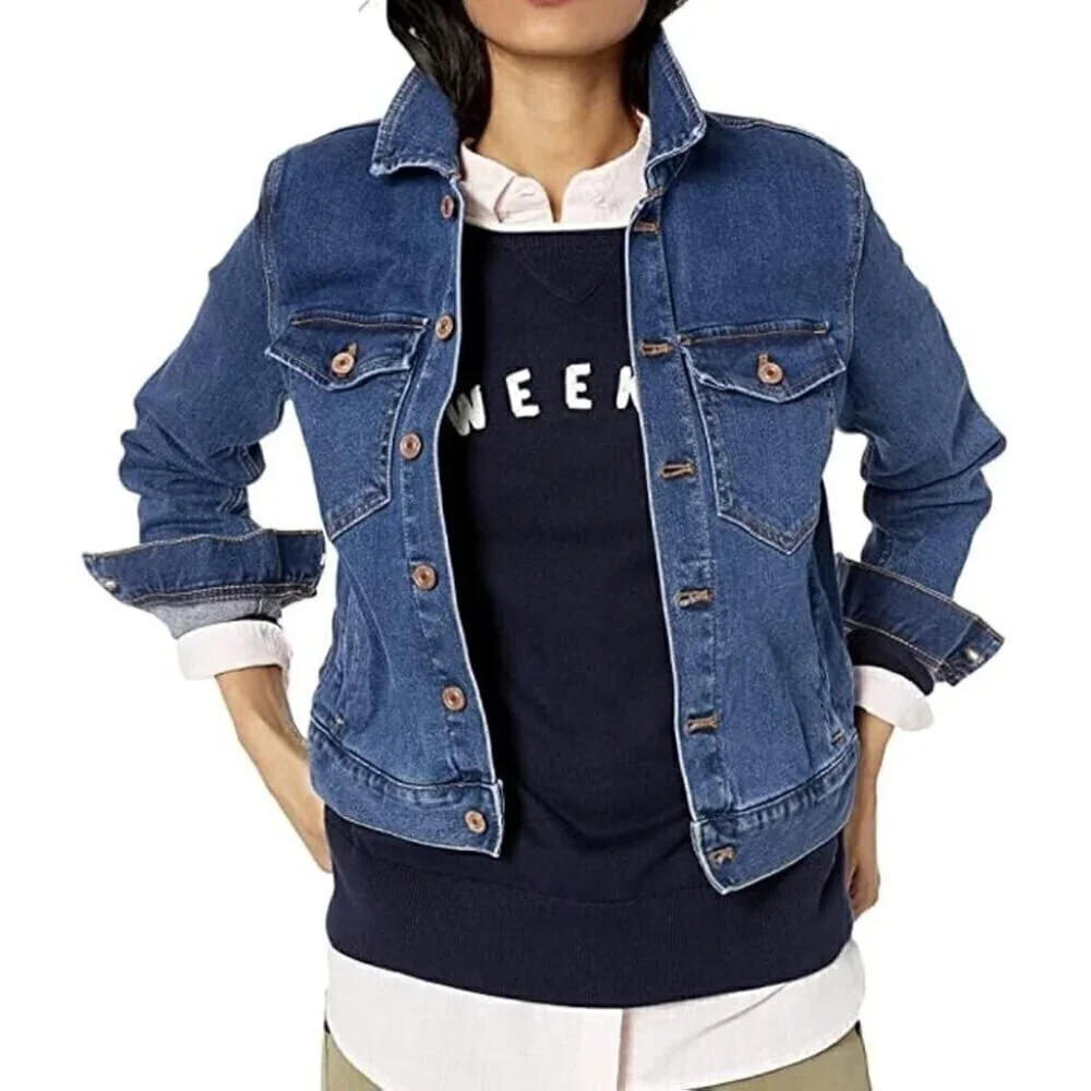 J Crew Mercantile Womens Jean Jacket XXS Blue Stretch Denim Classic Preppy Coat
